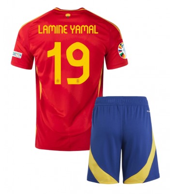 Spanien Lamine Yamal #19 Hjemmebanesæt Børn EM 2024 Kort ærmer (+ korte bukser)